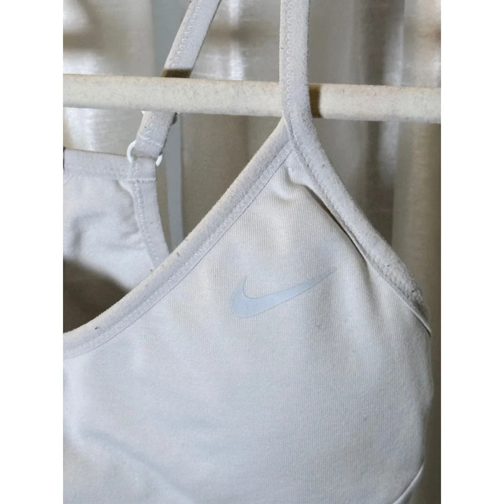 Nike Sports Bra Womens XS White Excellent Dri-FIT Light Support Racerback